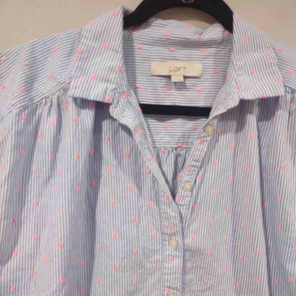 Women's LOFT Dot Stripe Dolman Henley Shirt Size Medium - 3FOR$25 - - Picture 5 of 9